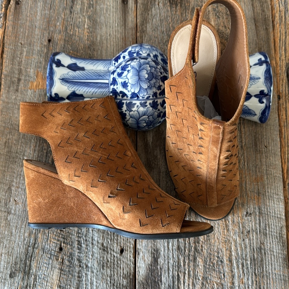 Via Spiga Leatrice Suede Wedge Sandals Size 7.5M - Picture 3 of 12